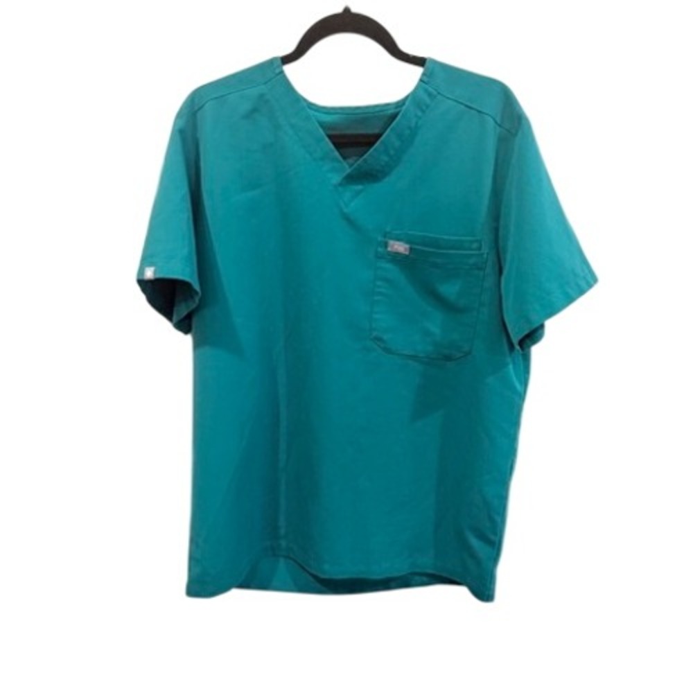 Figs Technical Collection V-Neck Scrub Top Teal Green Mens Size Medium
